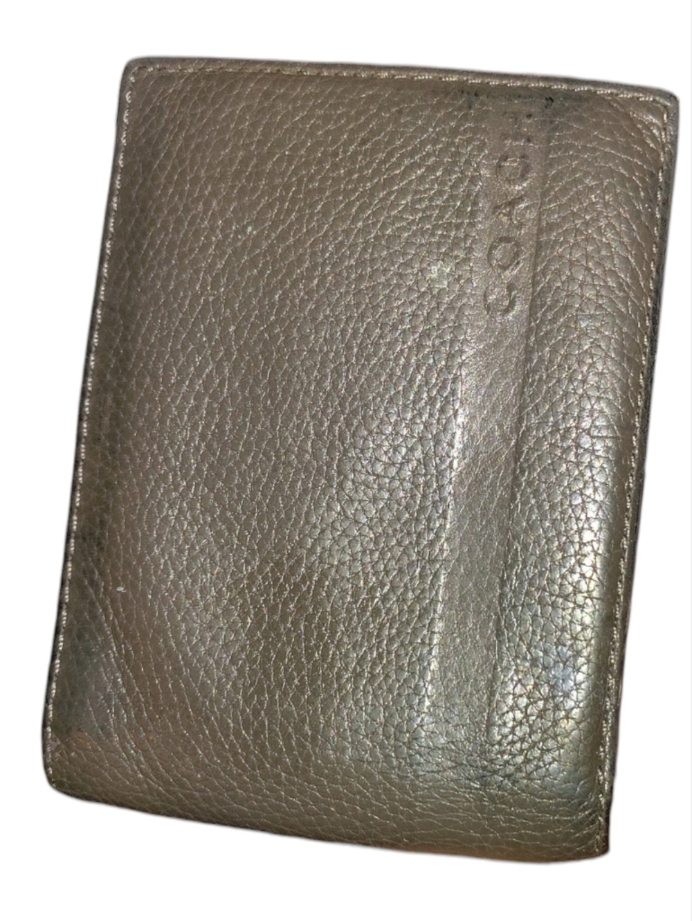 Coach Women's or Men's Grey Brown Color Pebble Leather Bifold/Billfold/Wallet